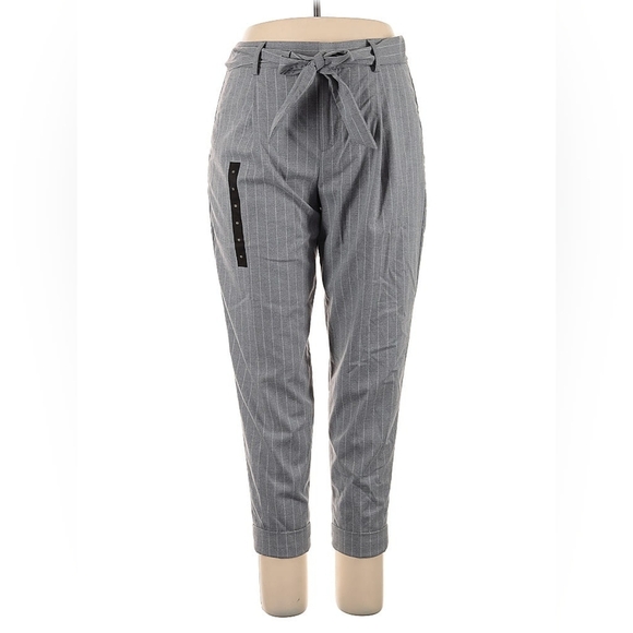 Banana Republic Gray Striped Paperbag Waist Pants – Size 10 - Picture 2 of 5